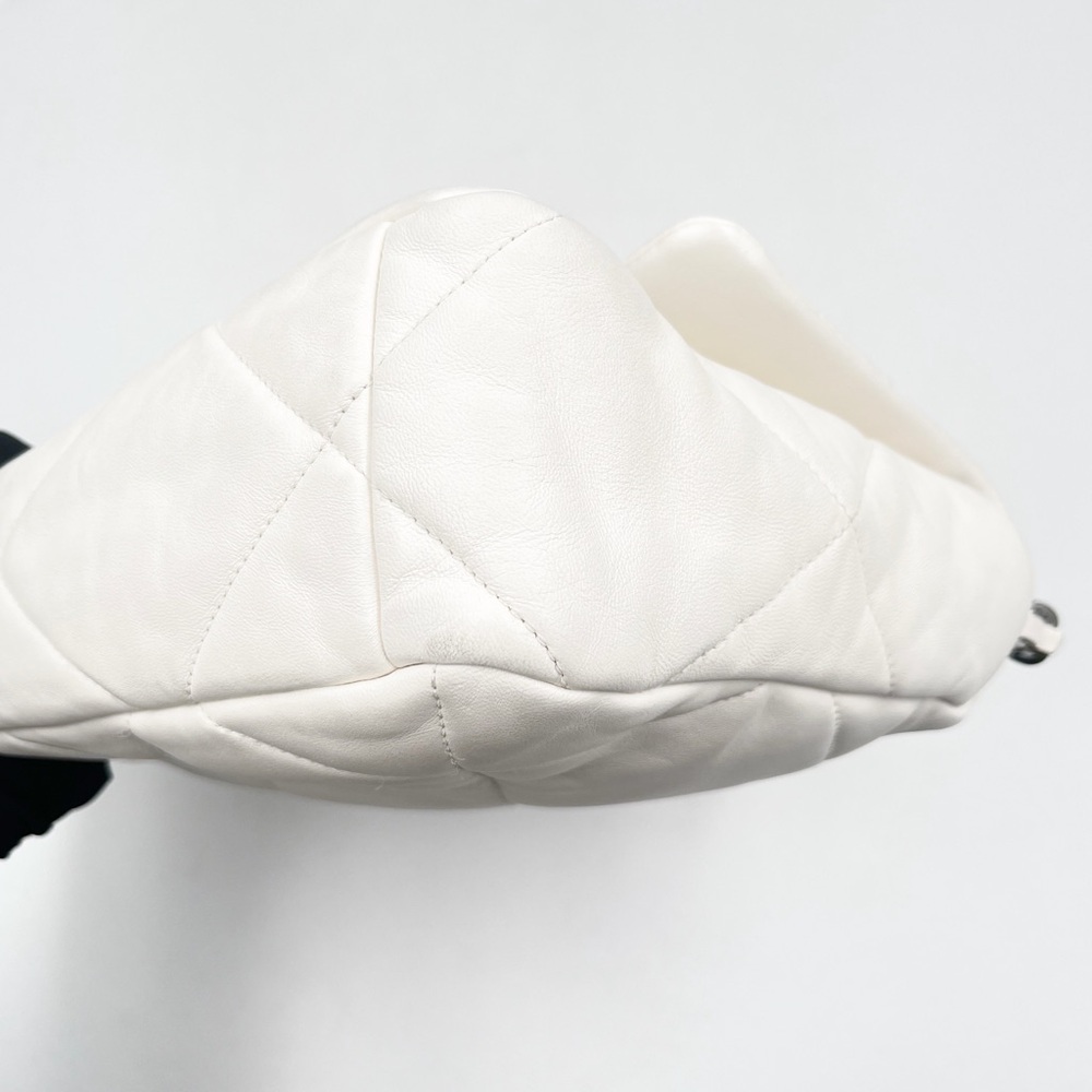 CHANEL 19 Large Flap Bag White Quilted Lambskin Mixed Metal Hardware - Picture 8 of 14